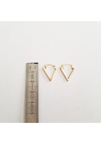 Üçgen Altın Küpe 14 Ayar 1,8 cm Zarif Küpe