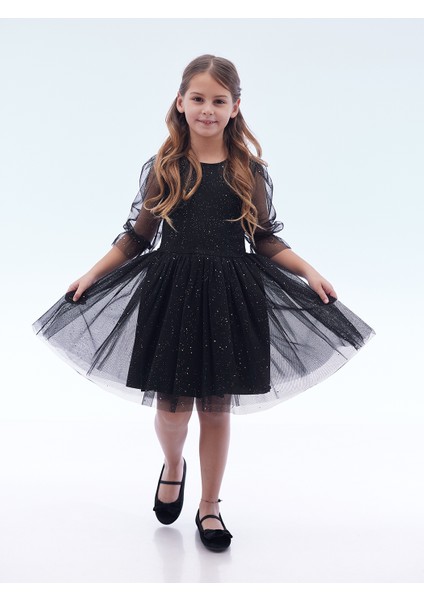 Kız Çocuk Yıldız Baskılı Trend Tül Elbise AK2246 fiyatları