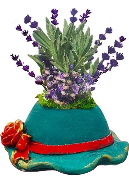 Nice Hat Lavanta & Şapka Saksıda Kokulu Canlı Kuru Çiçek Hediye Dekoratif Saksılı Çiçek