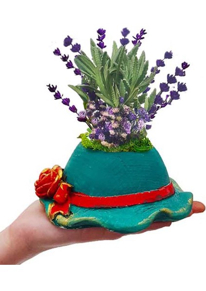 Nice Hat Lavanta & Şapka Saksıda Kokulu Canlı Kuru Çiçek Hediye Dekoratif Saksılı Çiçek