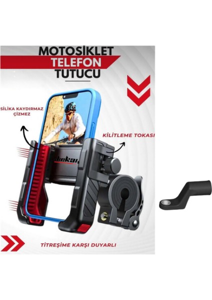 Motosiklet Telefon Tutucu Gidon ve Ayna Aparatli Üniversal Titreşim Yapmaz