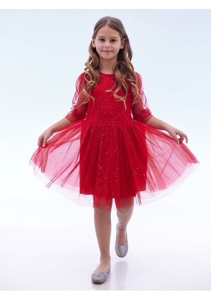 Kız Çocuk Yıldız Baskılı Trend Tül Elbise AK2246 fiyatları