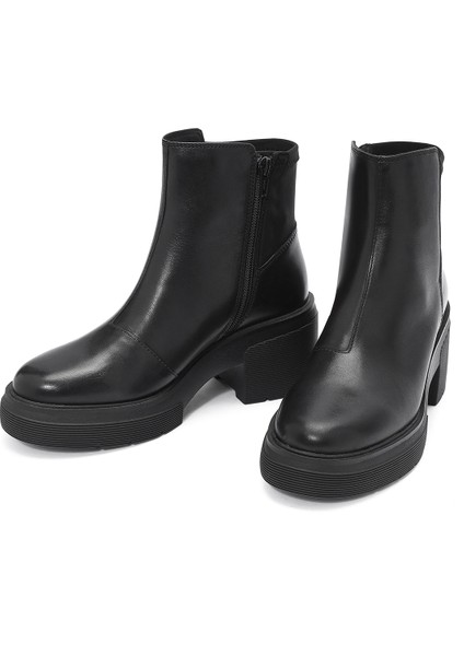 Kadın Siyah Spherica Kalın Topuklu Fermuarlı Deri Bot D46WWA04315C9999 modelleri