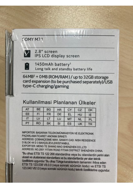 Somy M71 -(KVK GARANTİLİ-RESMİ BTK KAYITLI-İNTERNETE GİREBİLEN TÜRKİYE TEK TUŞLU TELEFON)