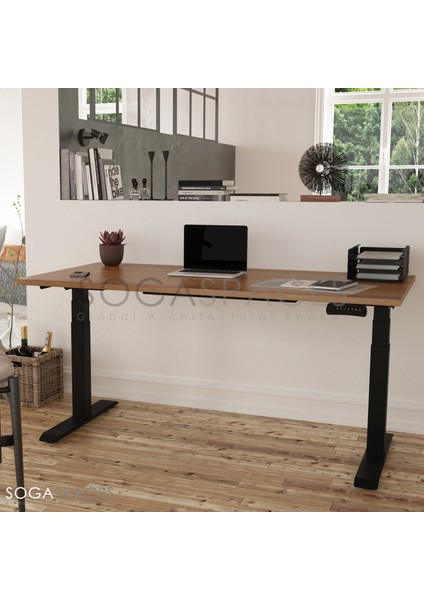 Regula Desk 3P - Elektrikli Yüksekliği Ayarlanabilir Çalışma Masası (Beyaz Ayak, Meşe Tabla - 180 x 80)