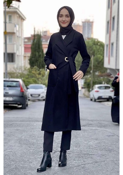 Kaşe Kaban Siyah modelleri