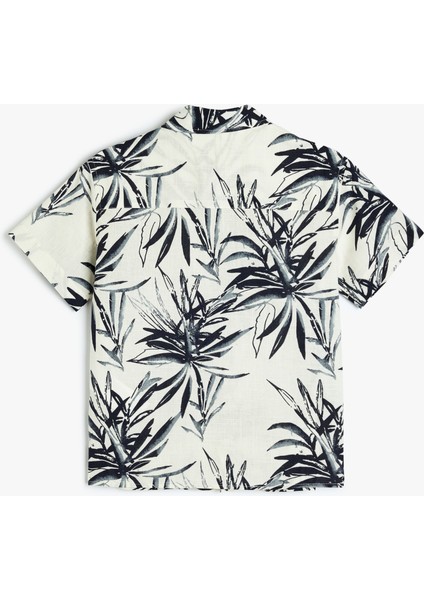 Pamuklu Kısa Kollu Tek Cepli Yaprak Desenli Gömlek fiyatları