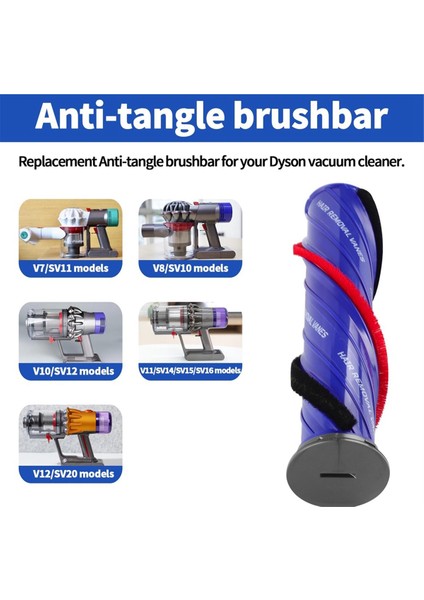 Dyson V11 V10 V8 V7 V12 Için Doğrudan Tahrikli Sarma Önleyici Rulo Fırça (Yurt Dışından)