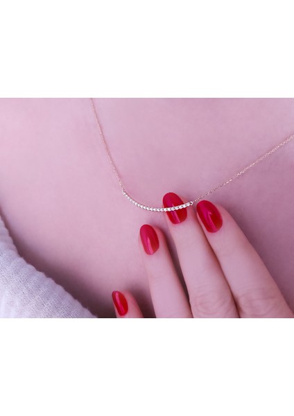 Taşlı Zincirli Modern Su Yolu Kolye 0423P0063