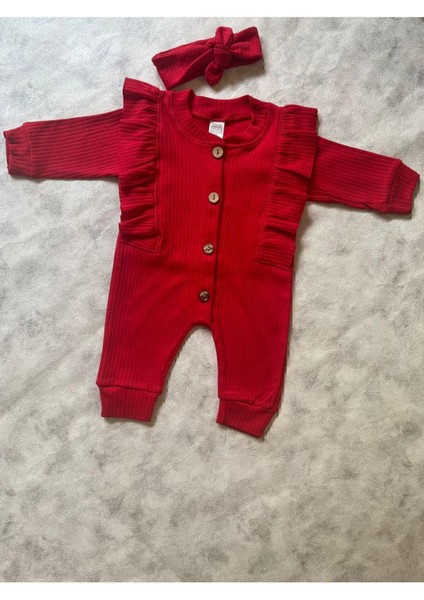 3-6-9 Ay Kız Bebek Mevsimlik Bandanalı Fırfırlı Tulum fiyatları