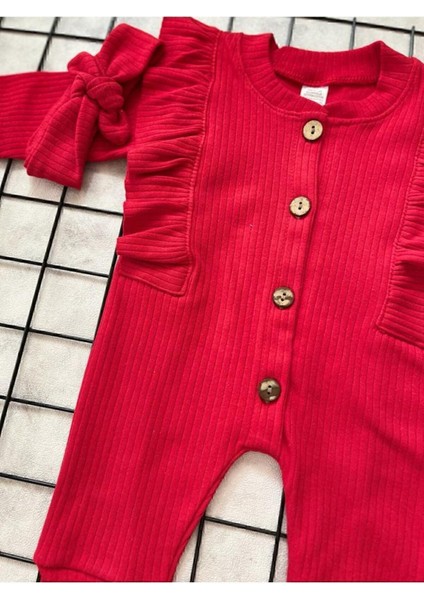 3-6-9 Ay Kız Bebek Mevsimlik Bandanalı Fırfırlı Tulum fırsatları