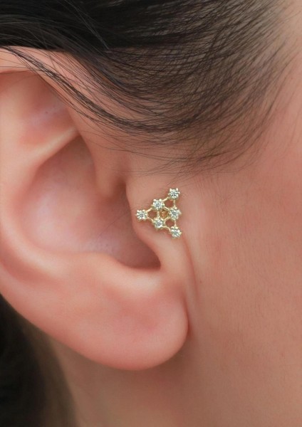 14 Ayar Altın Pietra Üçgen Tragus Piercing