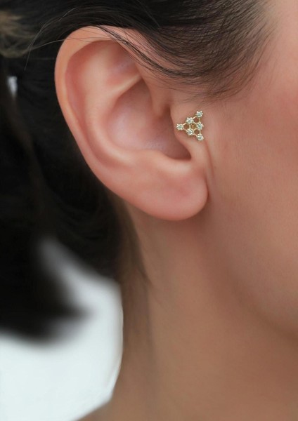 14 Ayar Altın Pietra Üçgen Tragus Piercing