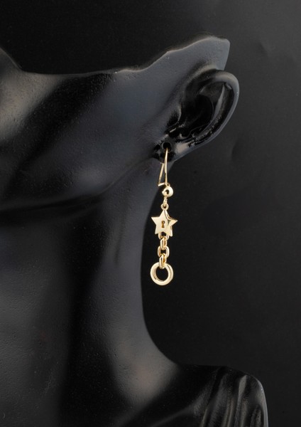 Yıldızlı Halkalı Sallantılı Küpe 14 Ayar fırsatları