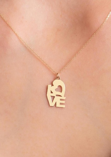 14 Ayar Altın Love Sevgi Kolye