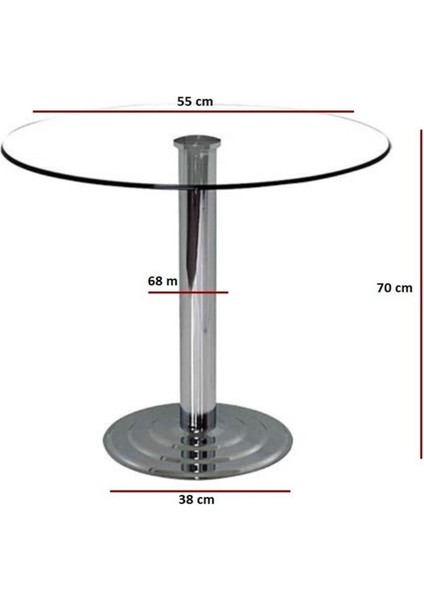 Masa Bar Masası Bistro Cafe Cam Yuvarlak Kokteyl 70 cm