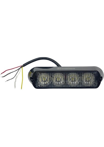 12V-24V ÇAKAR FLAŞ LED LAMBA (ŞEFFAF) (BEYAZ/BEYAZ) (4X1W) 18 FONKSİYONLU (132*34*30 MM)