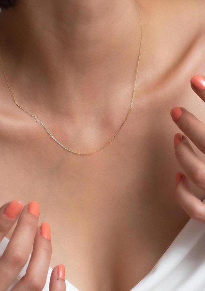 14 Ayar Altın İnce Valentino Zincir Kolye modelleri