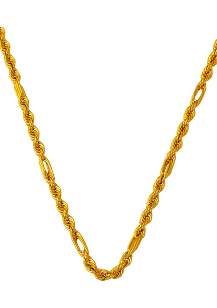 Ataçlı Burgulu Halat Zincir Altın Kolye 60 Cm.