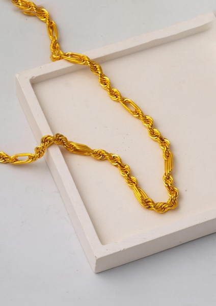 Ataçlı Burgulu Halat Zincir Altın Kolye 60 Cm. modelleri