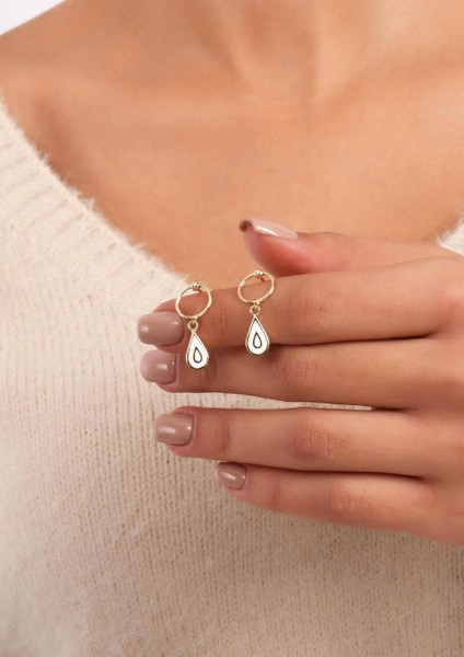 14 Ayar Altın Sallantılı Beyaz Damla Küpe fırsatları