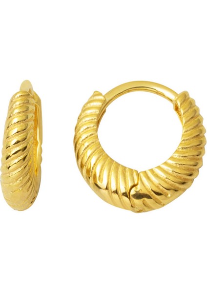 Burgulu Sarı Altın Bayan Halka Küpe