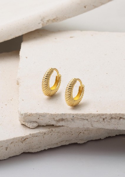 Burgulu Sarı Altın Bayan Halka Küpe modelleri