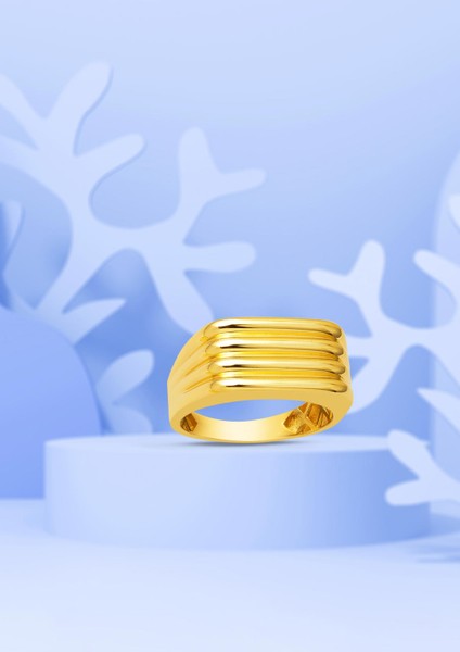 Çizgili Tasarım 14 Ayar Kadın Altın Yüzük indirimleri