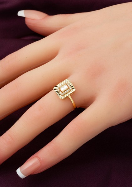 14 Ayar Efektli Baget Altın Yüzük fiyatları