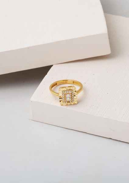 14 Ayar Efektli Baget Altın Yüzük fırsatları