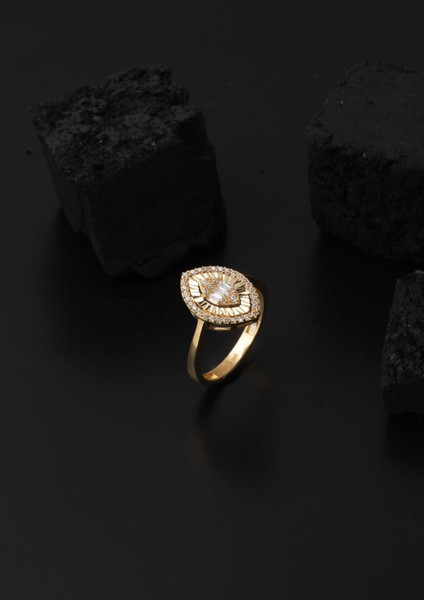 Markiz Kesim Baget Altın Yüzük 14 Ayar modelleri