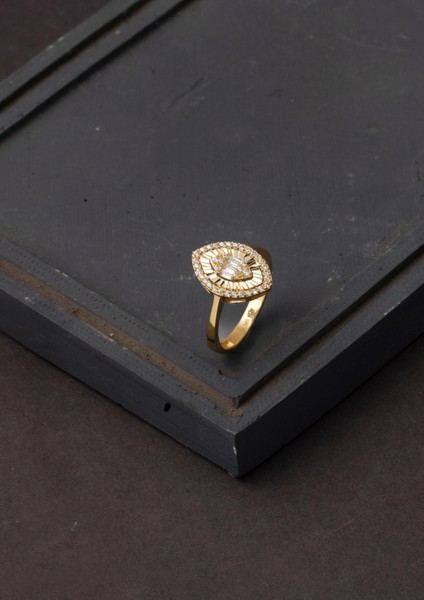 Markiz Kesim Baget Altın Yüzük 14 Ayar indirimleri