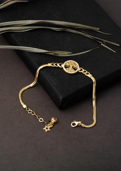 Hayat Ağacı Balıksırtı Altın Bileklik 14 Ayar modelleri