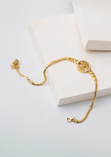 Hayat Ağacı Balıksırtı Altın Bileklik 14 Ayar fırsatları