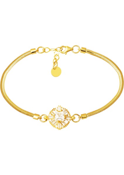 14 Ayar Prenses Baget Taşlı Altın Bileklik