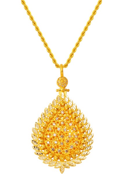 Antik Tasarım Zincirli Altın Kolye