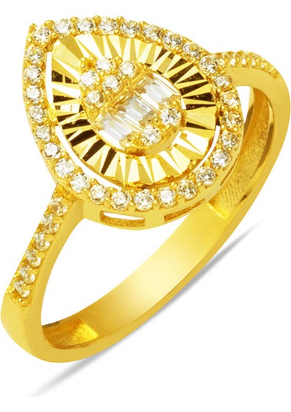 Damla Model Baget Altın Yüzük 14 Ayar