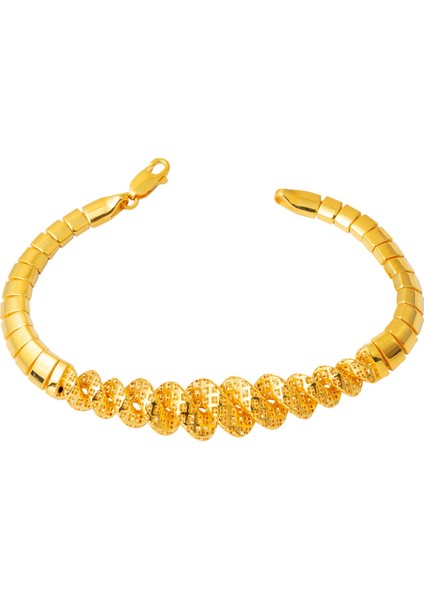 Balıksırtı Desenli Burmalı Altın Bileklik