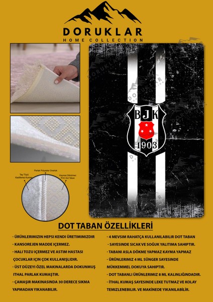 Kaymaz Taban Makinada Yıkanabilir Dijital Baskı Modern Desenli Genç Odası ve Çocuk Odası Halısı Dot Taban Halı