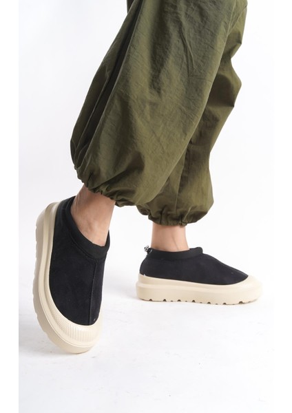 Kadın Içi Kürklü Scuba Kumaş Detaylı Rahat Kalın Taban Günlük Bot