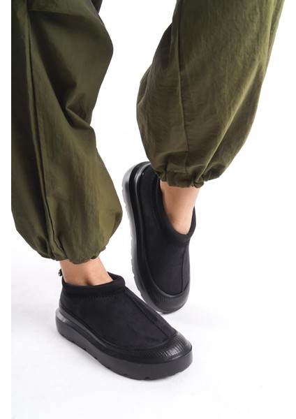 Kadın Içi Kürklü Scuba Kumaş Detaylı Rahat Kalın Taban Günlük Bot