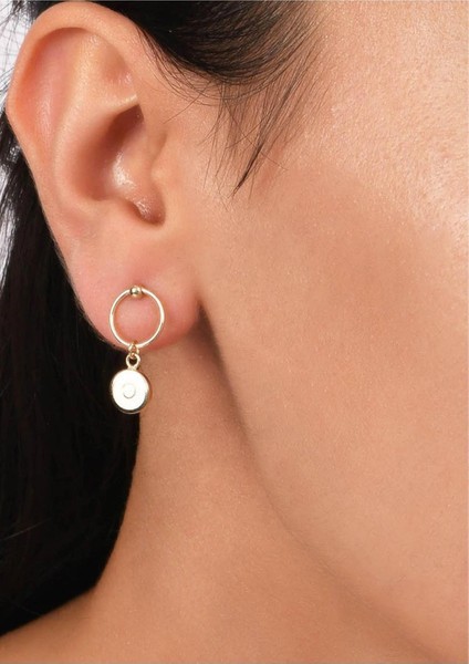 14 Ayar Altın Sallantılı Beyaz Yuvarlak Küpe fiyatları