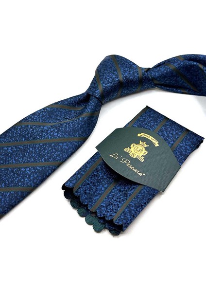 Lacivert Çizgi Desen Mendilli Klasik Kravat KK12917 fiyatları