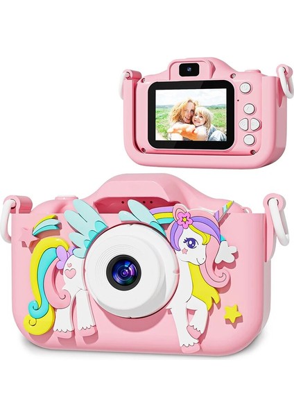 Çocuk Fotoğraf Makinesi Kamerası Üst Kalite Full Hd Çift LENS+KART+KORDON+TFOKUYUCU+KILIF fiyatları