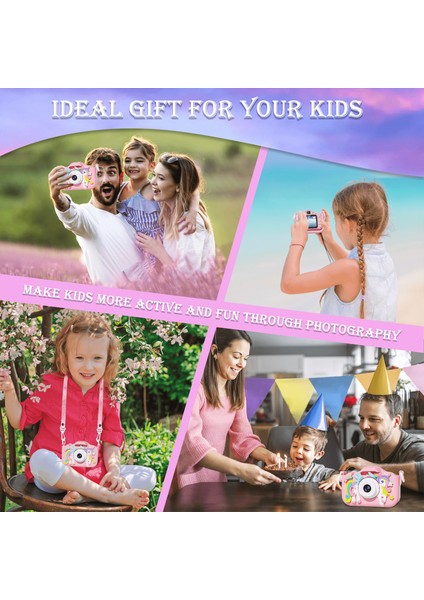 Çocuk Fotoğraf Makinesi Kamerası Üst Kalite Full Hd Çift LENS+KART+KORDON+TFOKUYUCU+KILIF indirimleri