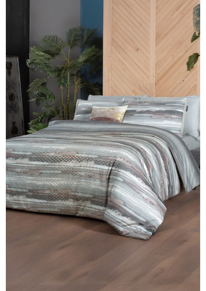 Juno Gri Pamuk Saten 233 Tc Çift Kişilik Nevresim Takımı