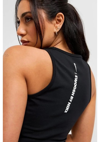 Nsw Tank Top Gls Dar Kesim Kadın Crop Siyah Tişört