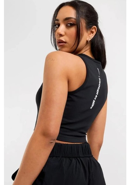 Nsw Tank Top Gls Dar Kesim Kadın Crop Siyah Tişört