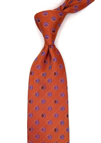 Lagguna Style Turuncu Motif Desen Italyan Ipek Kravat İK1841