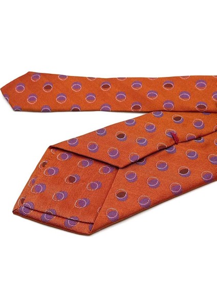 Lagguna Style Turuncu Motif Desen Italyan Ipek Kravat İK1841